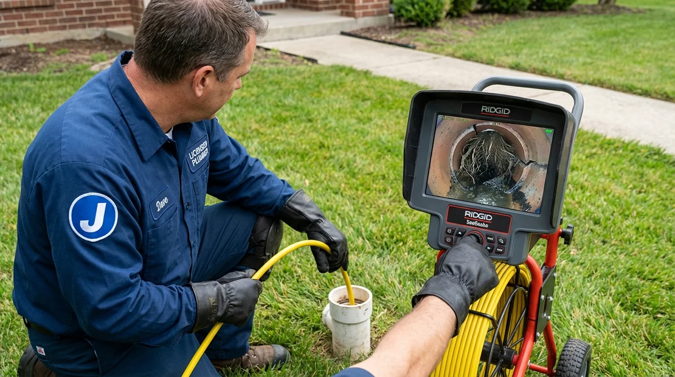 Sewer camera inspection being performed by Johns Plumbing LLC in White Marsh